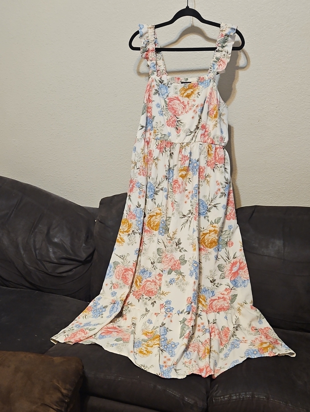 torrid White Floral Maxi Dress with Pink, Blue & Yellow Flowers